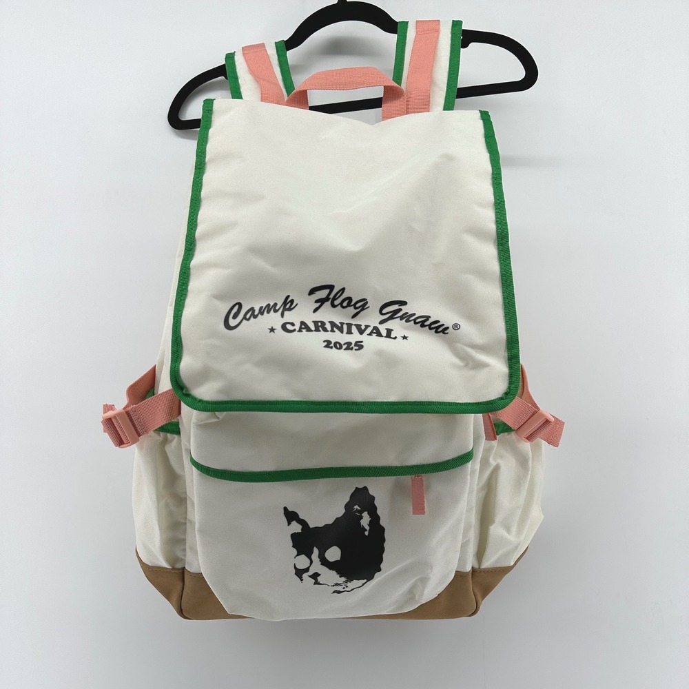 Camp Flog Gnaw Carnival 2023 by Golf Wang Cream Green Pink Canvas Backpack